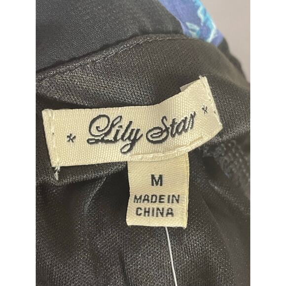 Lily Star Black Floral Maxi Dress Womens M Spaghetti Strap Boho‎ Sundress Flowy - Picture 4 of 14